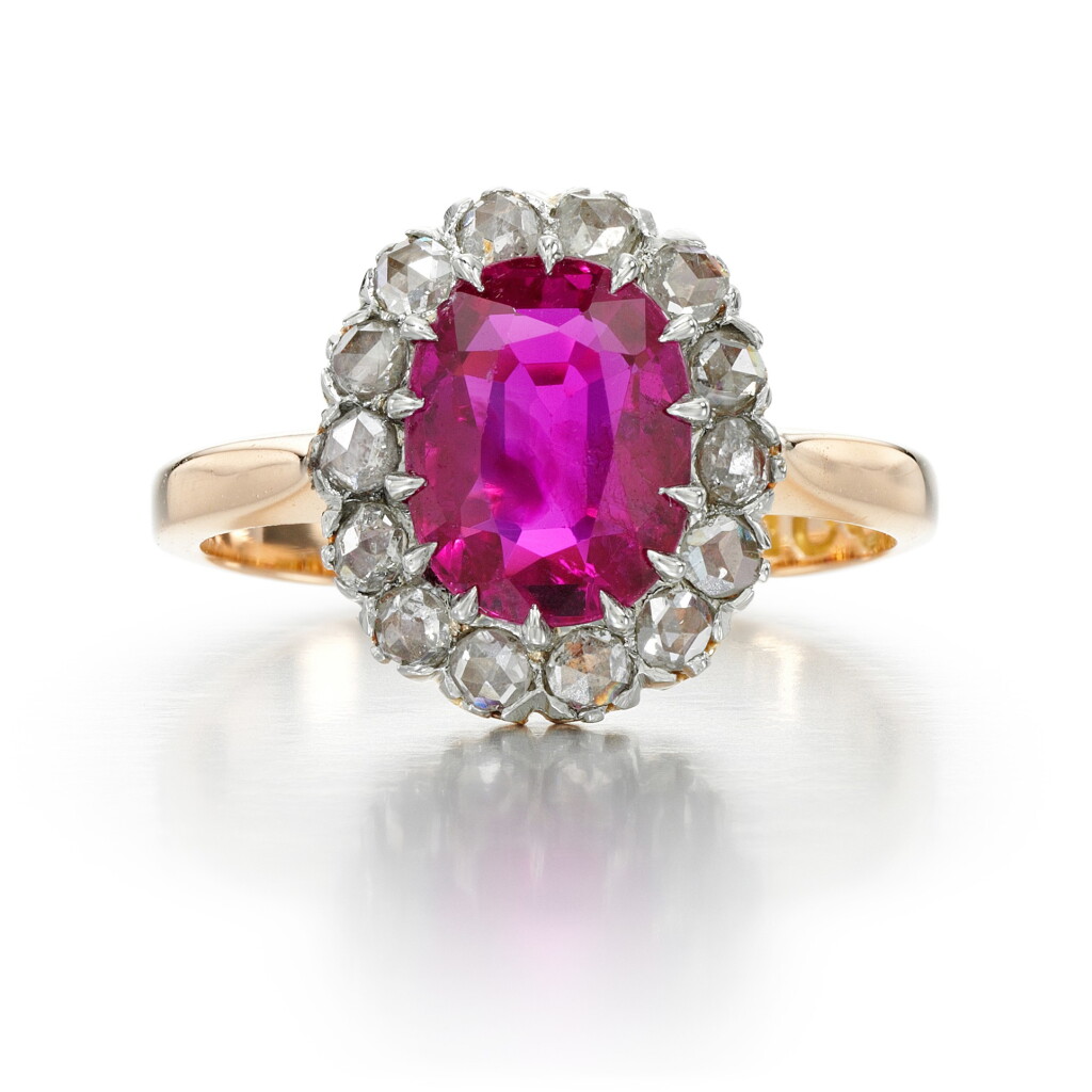 View full screen - View 1 of Lot 277. RUBY AND DIAMOND RING.