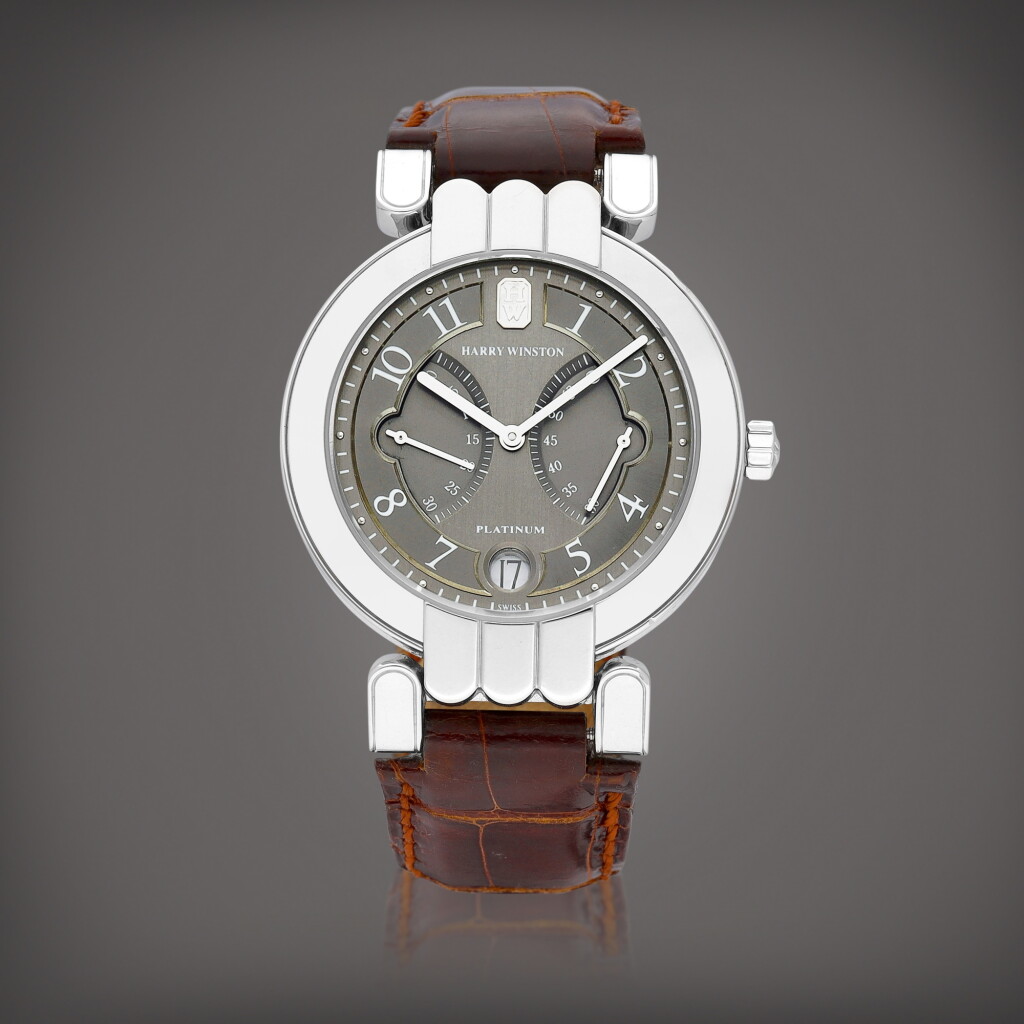 View full screen - View 1 of Lot 8855. Premier Excenter, Reference 200-MADSR37P | A limited edition platinum wristwatch with bi-retrograde seconds and date, Circa 2010 | 海瑞溫斯頓 | Premier Excenter 型號200-MADSR37P | 限量版鉑金腕錶,備雙逆跳秒及日期顯示,約2010年製.