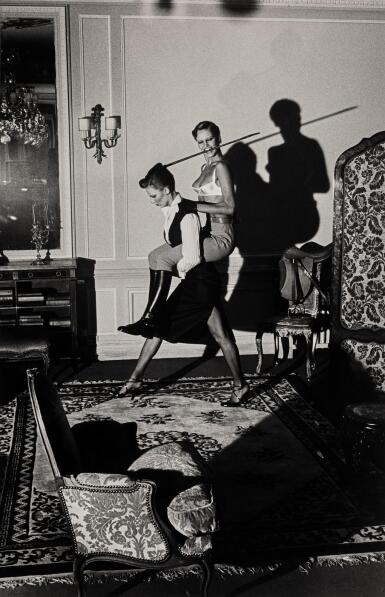 View full screen - View 1 of Lot 5. HELMUT NEWTON | 'SADDLE III', AND 'JEAN-LOUIS DAVID CUTS THE HAIR OF EVA M.', 1974-76.