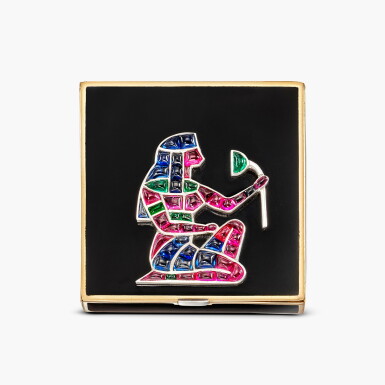 View full screen - View 1 of Lot 1700. Coloured Stone, Enamel and Gold Compact | 梵克雅寶 | 寶石 配 琺瑯彩 及 K金 化妝盒.
