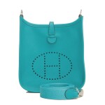 Hermès Bleu Paon Evelyne III TPM of Epsom Leather with Palladium Hardware