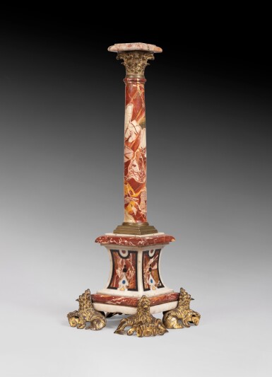 View full screen - View 1 of Lot 50. Florentine, in 17th century style, Polychrome marbles and pietra dura column | Florence, dans le style du XVIIe siècle, Colonne en marbres polychromes et pierres dures.
