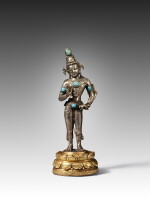 The Nyingjei Lam gem-inset silver and gilt-copper figure of Avalokiteshvara Padmapani, Tibet, 12th / 13th century