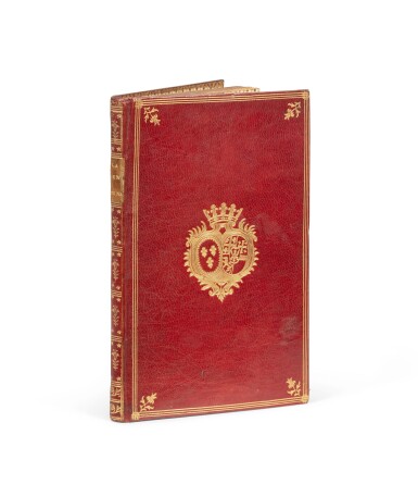 View full screen - View 1 of Lot 65. La Centenaire de Molière. Paris, 1773. In-8. Maroquin rouge, aux armes de la comtesse de Provence.