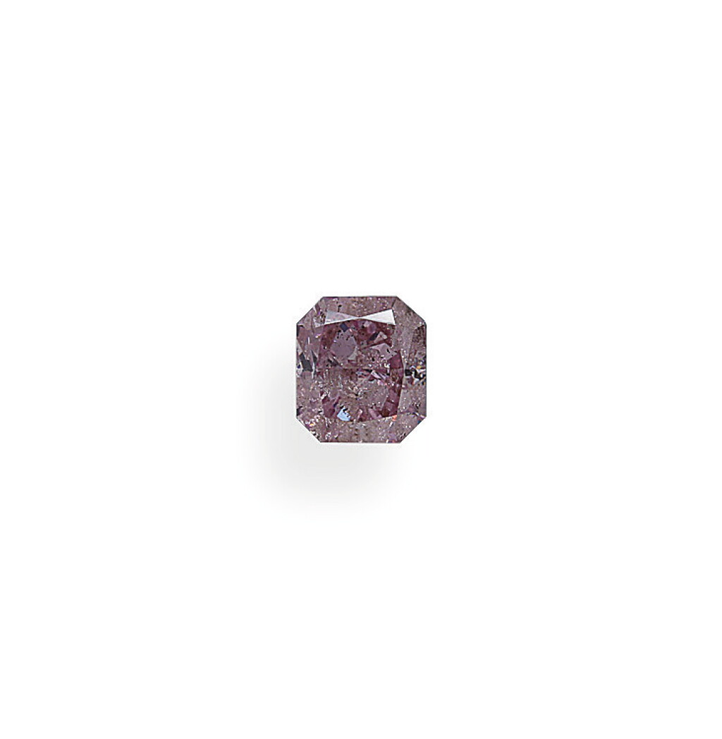 View full screen - View 1 of Lot 16. A 0.51 Carat Fancy Purplish Pink Cut-Cornered Rectangular Modified Brilliant-Cut Diamond.