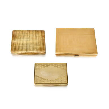 View full screen - View 1 of Lot 532. Three Gold Cigarette Cases, Mid-20th Century.