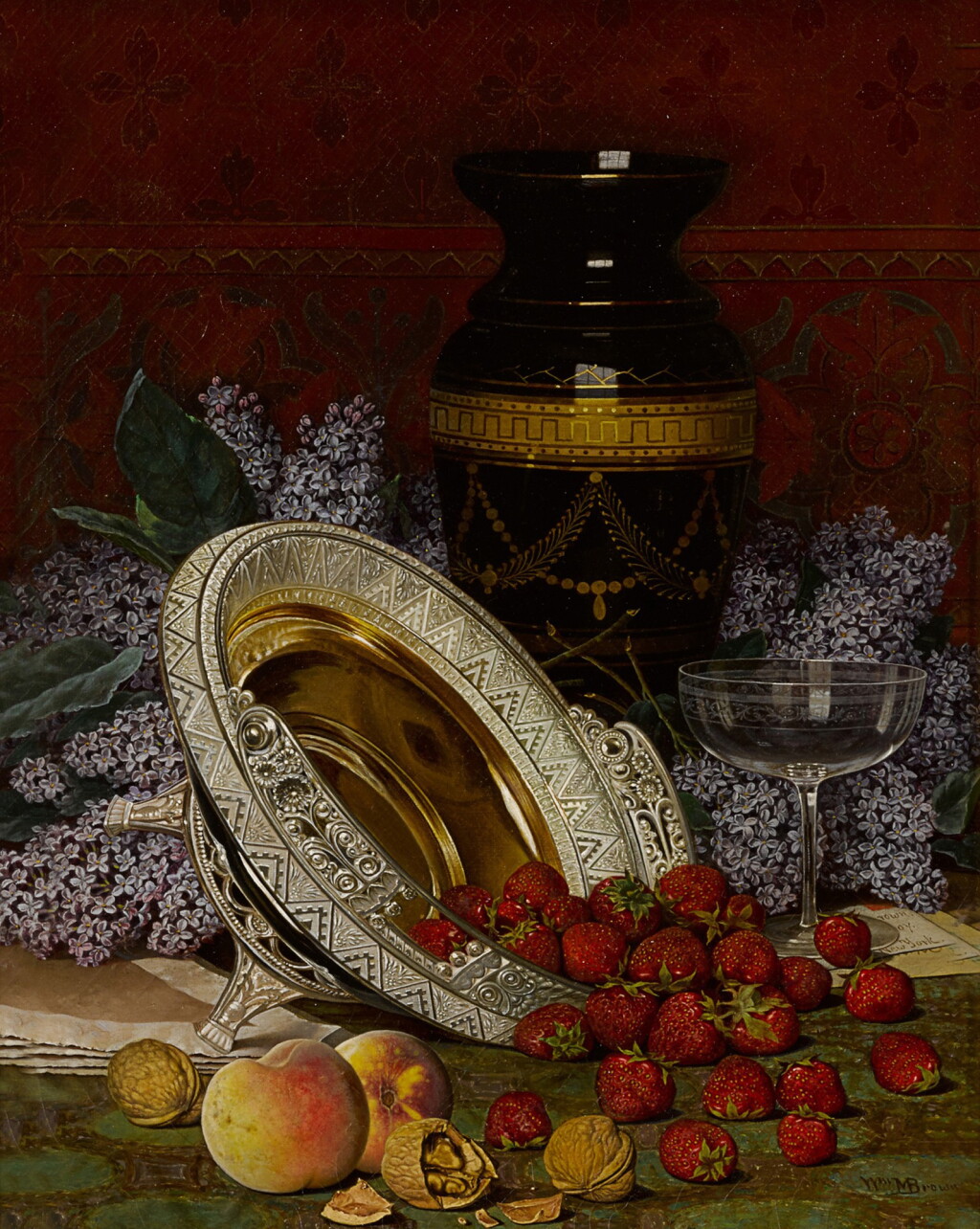 View full screen - View 1 of Lot 19. Still Life with Strawberries and Lilacs.