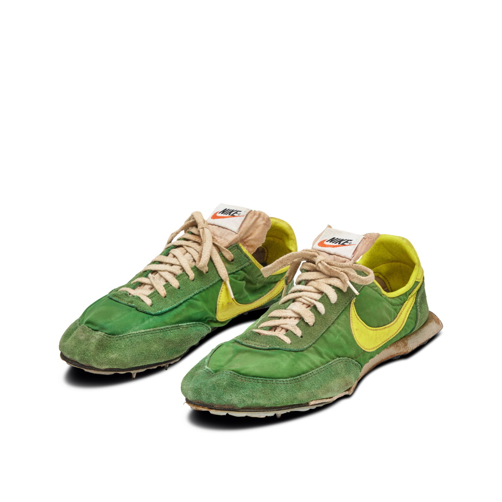 View full screen - View 1 of Lot 9. Nike Co-Founder Bill Bowerman Handmade University of Oregon ‘Waffle Spikes’ | 1979 .