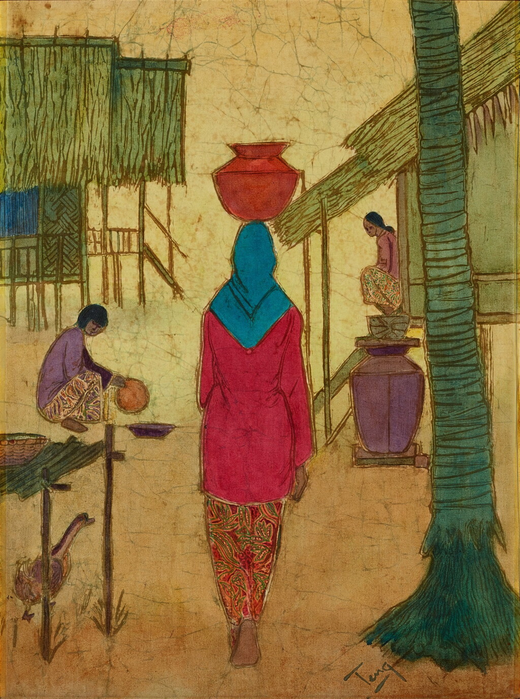 View full screen - View 1 of Lot 4574. Village Scene | 鄉村風景.