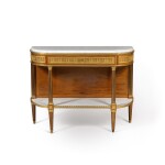 Console en acajou, placage d’acajou et bronze doré d’époque Louis XVI, vers 1785, attribuée à Caspar Schneider