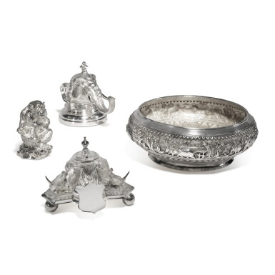 View full screen - View 1 of Lot 343. A Group of Silver and Silver-Plated Animal-Form Table Articles, Victorian and Later.