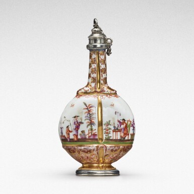 View full screen - View 1 of Lot 86. A Meissen silver-mounted scent bottle and stopper, Circa 1730-35 .