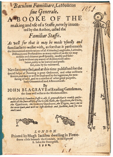 View full screen - View 1 of Lot 41. Blagrave, Baculum familliare, catholicon sive generale, London, 1590, modern wrappers.