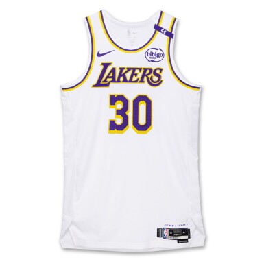 View full screen - View 1 of Lot 27. Jordan Goodwin Los Angeles Lakers 2025 NBA Playoffs Western Conference Round 1 Game Issued Association Edition Jersey | Game 1 | Probable Wear.