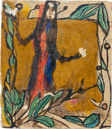 View full screen - View 1 of Lot 38. Personnage et guirlande de feuilles.