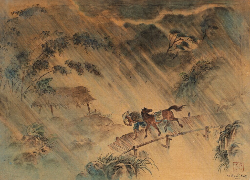 View full screen - View 1 of Lot 12. Tran Van Tho (1917-2004), Horseman under the storm | 陳文圖 (1917-2004), 雨中騎士.