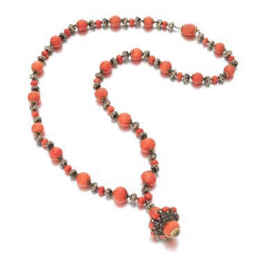 View full screen - View 1 of Lot 20. Coral necklace (Collana in corallo) .