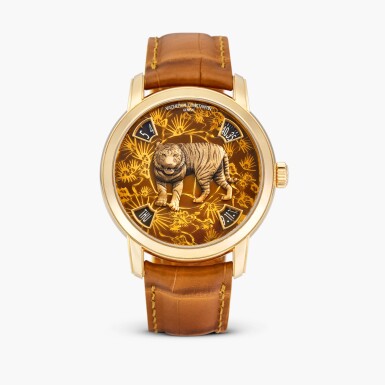 View full screen - View 1 of Lot 2197. Métiers d'Art, The Legend of the Chinese Zodiac, Reference 86073/000R-B901 | A limited edition pink gold wristwatch with day, date and enamel dial, Made to commemorate the Year of the Tiger, Circa 2022.