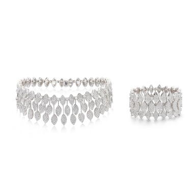 View full screen - View 1 of Lot 254. Diamond Demi-Parure | Adler | 鑽石 項鏈 及 手鐲 套裝.