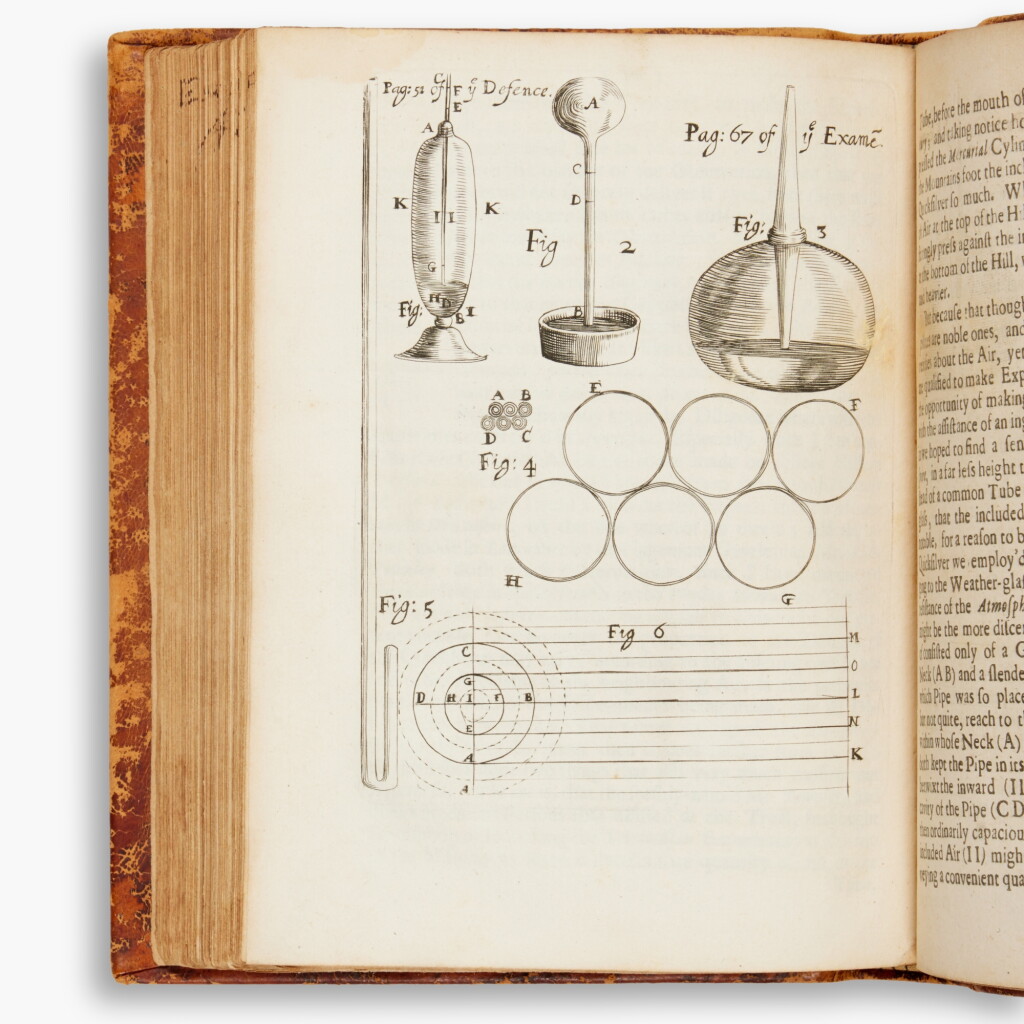 View full screen - View 1 of Lot 72. Boyle, Robert | New Experiments Physico-Mechanical, Touching the Spring of the Air …, Oxford, 1662, 3 parts in one volume.