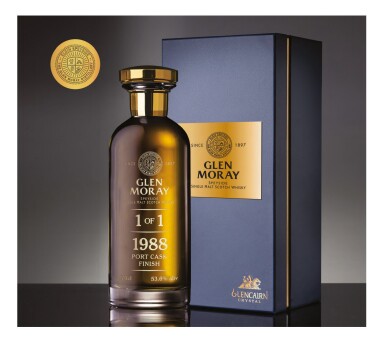 View full screen - View 1 of Lot 34. Glen Moray 32 Year Old Port Cask Finish Decanter 1988 + Experience (1 BT70 & EXP).