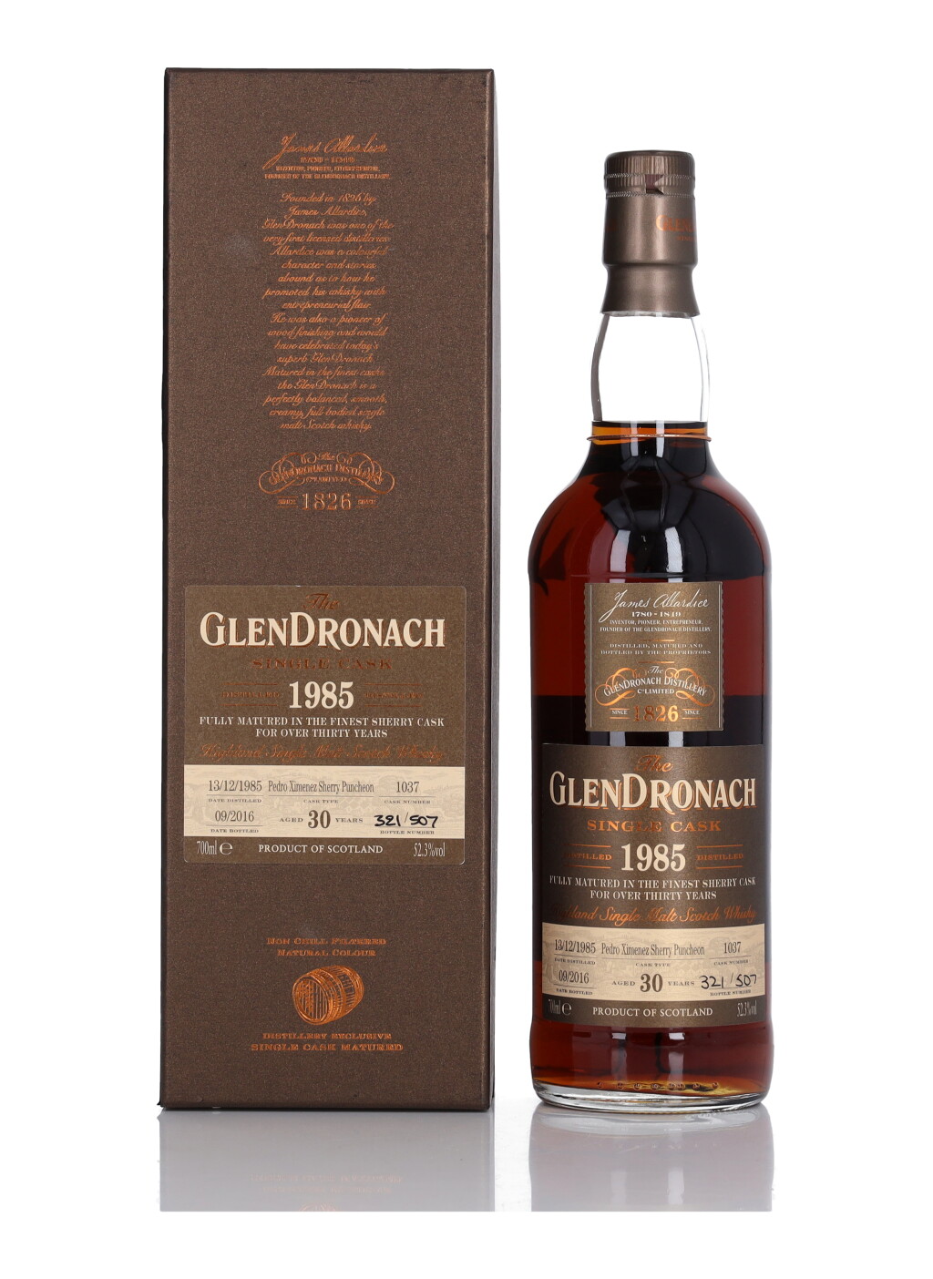 View full screen - View 1 of Lot 90. The Glendronach Single Cask 30 Year Old #1037 52.3 abv 1985 (1 Bottle 70cl).