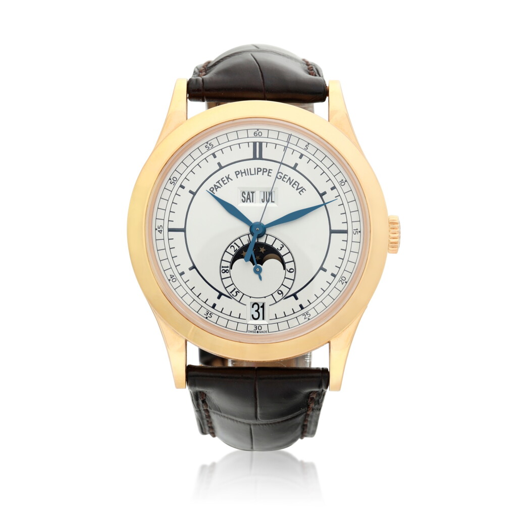 View full screen - View 1 of Lot 140. Reference 5396R-001, A pink gold automatic annual calendar wristwatch with moon phases and 24-hour indication, Circa 2009 百達翡麗 5396R-001 型號粉紅金自動上鏈年曆腕錶備月相及24小時顯示,約2009年製.