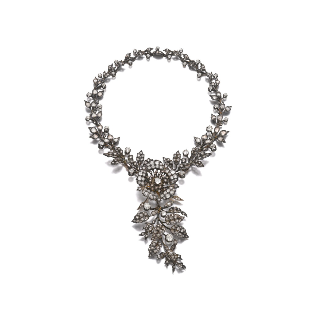View full screen - View 1 of Lot 605. Diamond necklace, circa 1860 | 鑽石項鏈,年份約1860.
