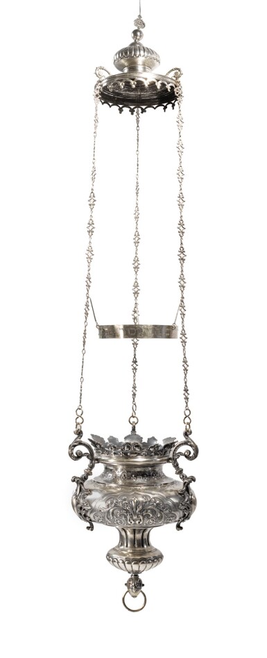 View full screen - View 1 of Lot 141. A FRENCH SILVER ETERNAL LIGHT (NER TAMID), LATE 19TH CENTURY.