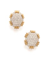PAIR OF GOLD AND DIAMOND EARCLIPS, DAVID WEBB