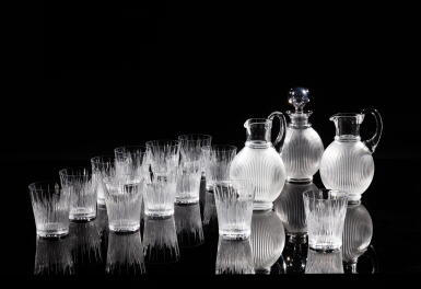 View full screen - View 1 of Lot 176. Twelve French crystal water beakers, by Lalique, 20th century.