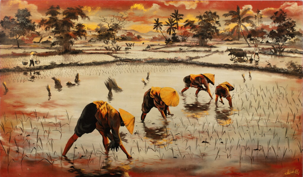 View full screen - View 1 of Lot 11. Thanh Le studio (1919-2003), In the rice fields | Thanh Le 工作室 (1919-2003), 插秧圖.