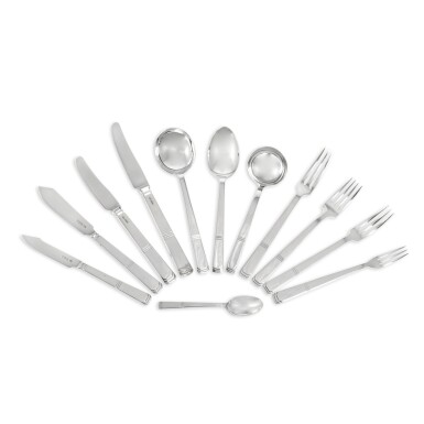 View full screen - View 1 of Lot 51. An Art Deco silver flatware service, Walker & Hall, Sheffield, 1944-1950.
