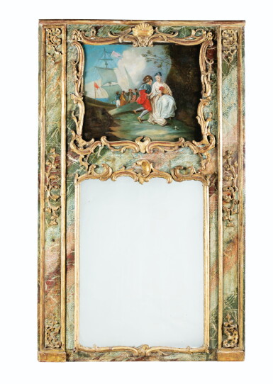 View full screen - View 1 of Lot 158. A Louis XV parcel-gilt and polychrome painted trumeau .