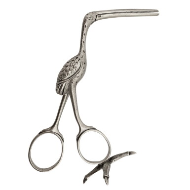 View full screen - View 1 of Lot 203. A PAIR OF GEORGE III SILVER STORK-FORM SUGAR NIPS, ELY & FEARN OF LONDON, 1808.