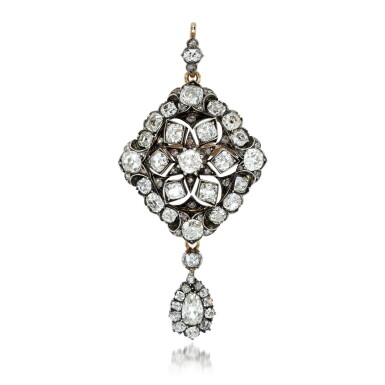 View full screen - View 1 of Lot 98. Diamond brooch/pendant, circa 1890.