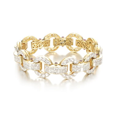 View full screen - View 1 of Lot 911. Ruby and diamond bracelet.