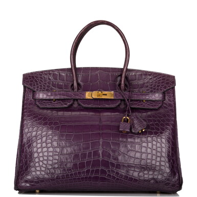 View full screen - View 1 of Lot 71. Améthyste Matte Alligator Birkin 35 Gold Hardware, 2009.
