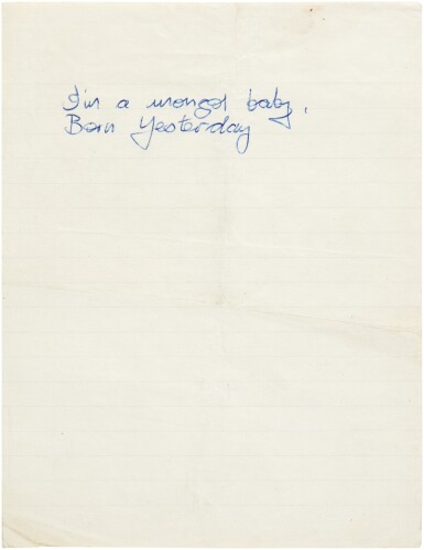 View full screen - View 1 of Lot 21. Sid Vicious | Mongol Baby, handwritten song lyrics.