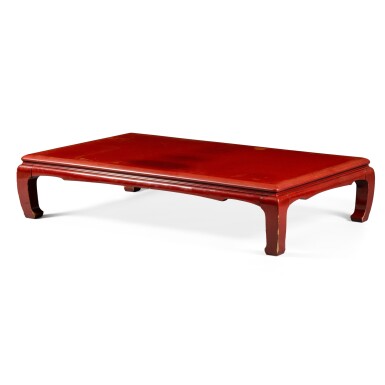 View full screen - View 1 of Lot 558. A red lacquer low table, 20th century.