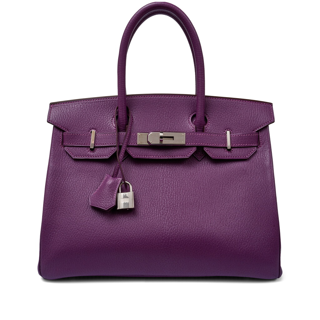 View full screen - View 1 of Lot 101. Violette Chèvre Mysore HSS Birkin 30 Palladium Hardware, 2010.