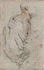 Recto: An old bearded man holding a bundle beneath his arm; Verso: Various composition studies