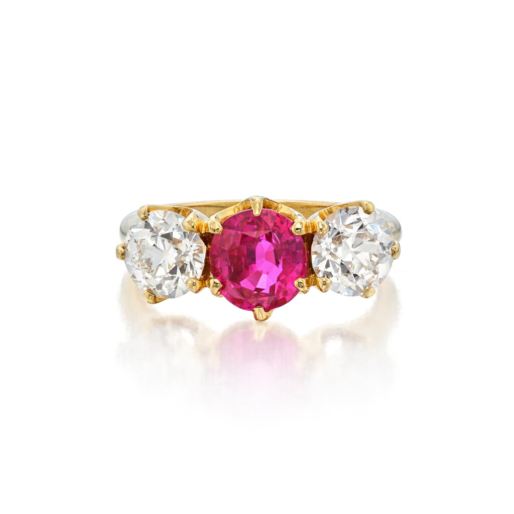 View full screen - View 1 of Lot 209. Pink Sapphire and Diamond Ring.