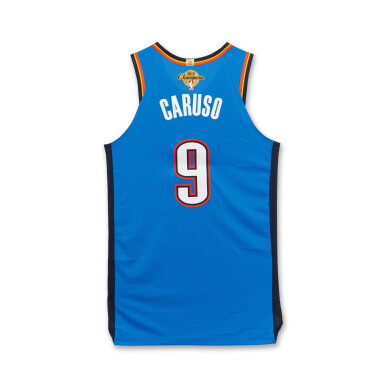View full screen - View 1 of Lot 20. Alex Caruso Oklahoma City Thunder 2025-2026 NBA Tip-Off Game Worn Icon Edition Jersey | Ring Night | 2024-25 Championship Patch .