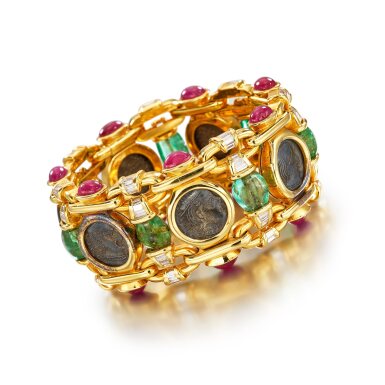 View full screen - View 1 of Lot 556. Ancient Coin, Gem Set and Diamond Bracelet | 古錢幣 配 寶石 及 鑽石 手鏈.