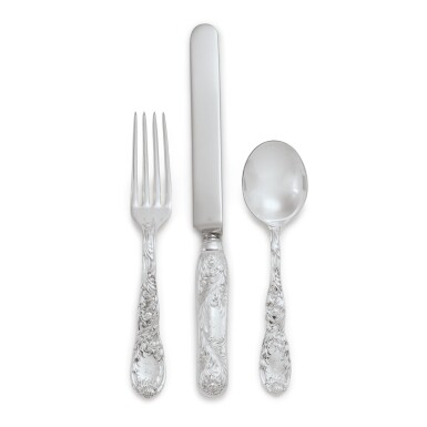 View full screen - View 1 of Lot 1824. AN AMERICAN SILVER CHRYSANTHEMUM PATTERN FLATWARE SERVICE, TIFFANY & CO., NEW YORK, 20TH CENTURY.