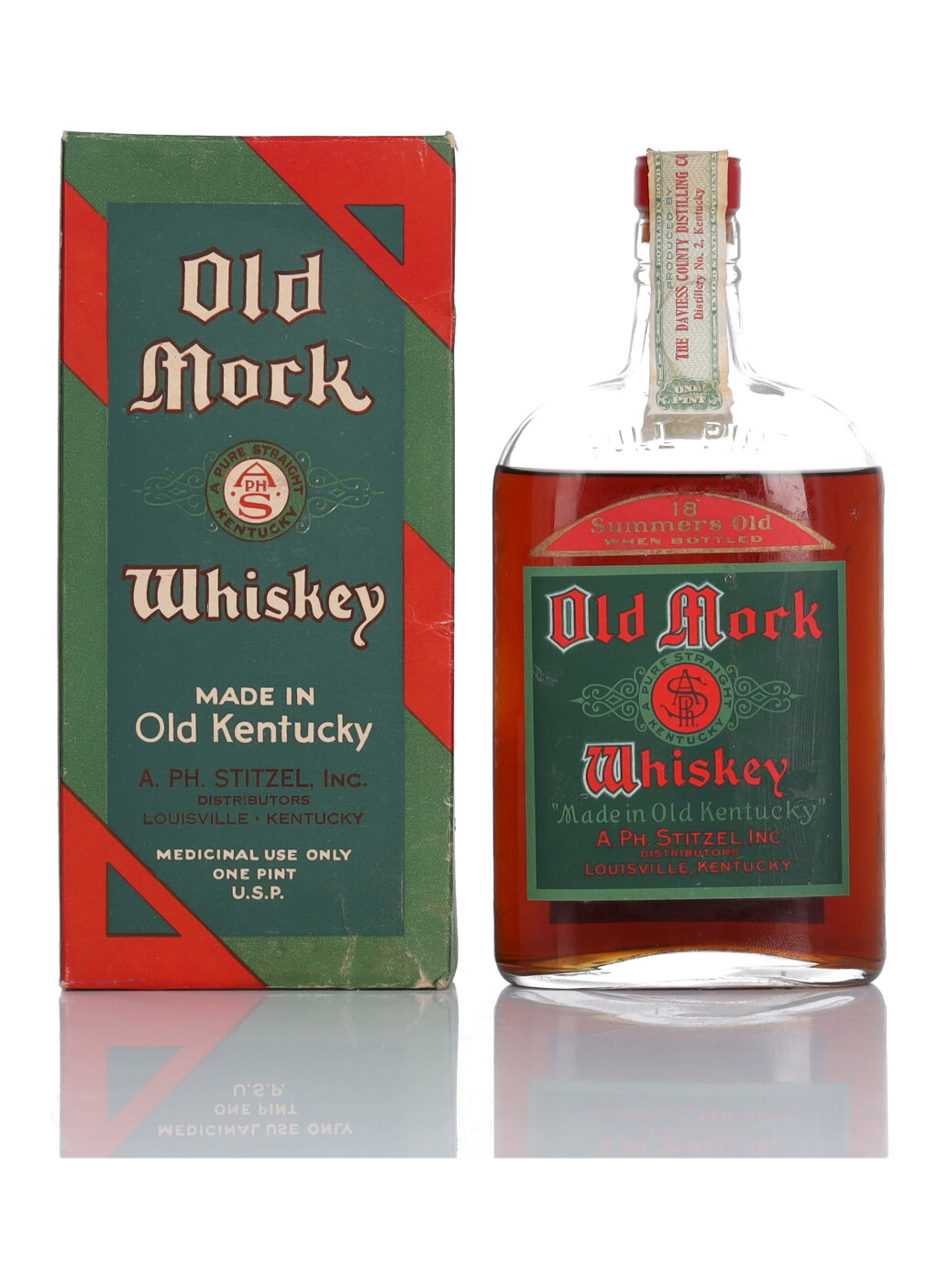 View full screen - View 1 of Lot 257. Old Mock 18 Year Old 100 Proof 1916 (1 Pint).