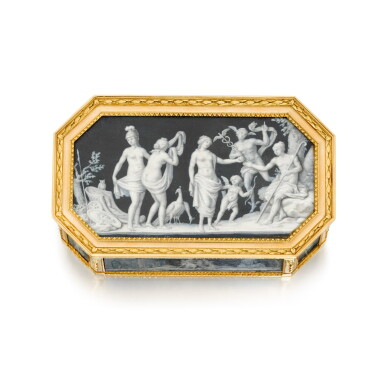 View full screen - View 1 of Lot 216. A gold and ivory boîte-à-miniatures with cagework mounts, Adrien-Jean-Maximilien Vachette, Paris, 1786.