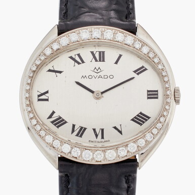 View full screen - View 1 of Lot 673. An 18k white gold and diamond set wristwatch.