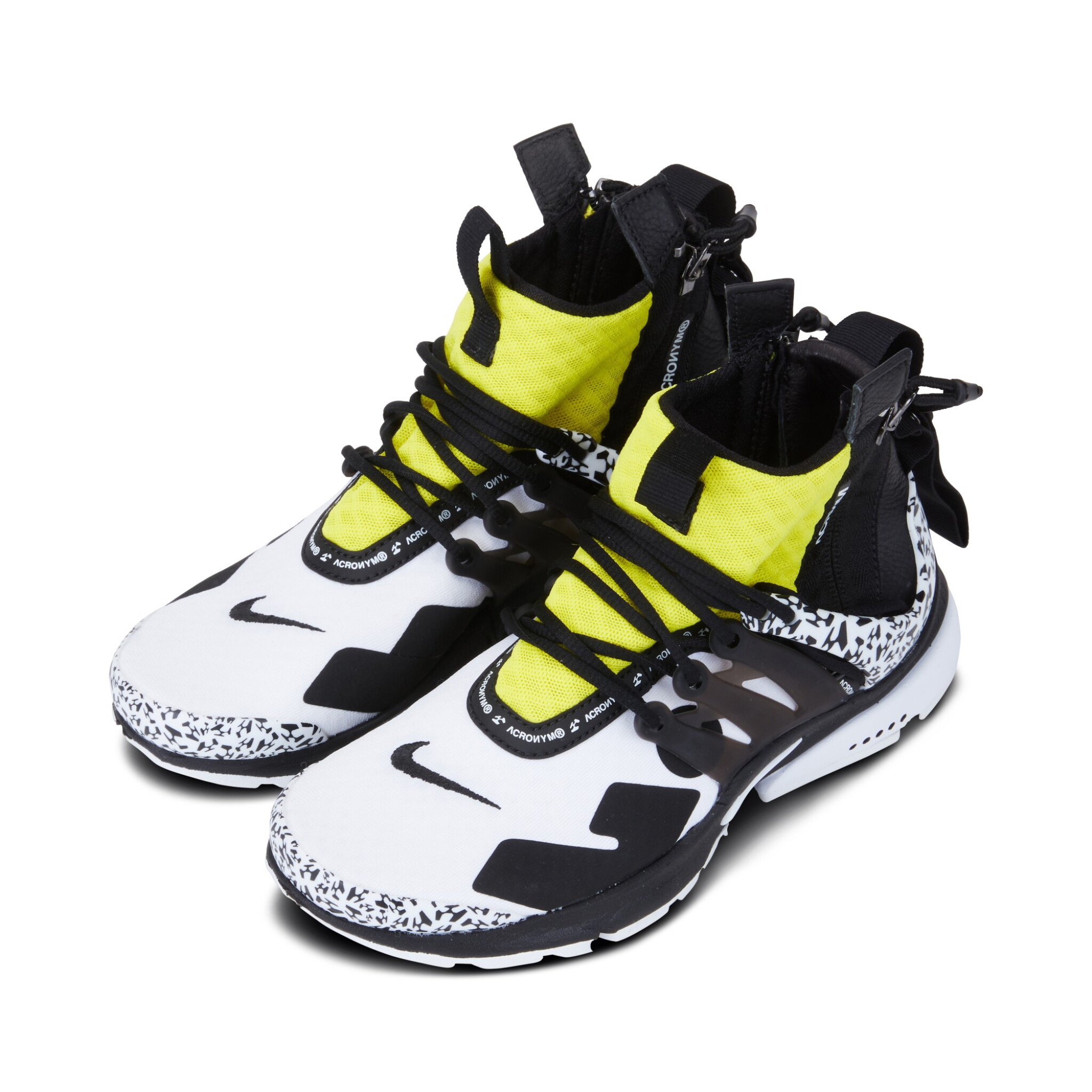 NIKE AIR PRESTO MID / ACRONYM OFF WHITE BLACK DYNAMIC YELLOW AH7832-100 SIZE 5 Nike X Acronym Air Presto Mid  main image 2